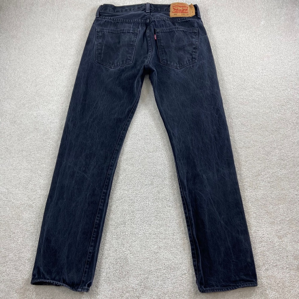 Levis 501 Original Fit Jeans Men 32x32 Black Faded Straight Leg Button Fly